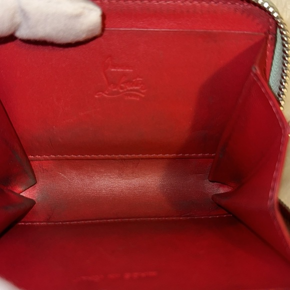 Christian Louboutin Coin Case Wallet Leather Blue Multicolor Studded Used GUC - Picture 9 of 10